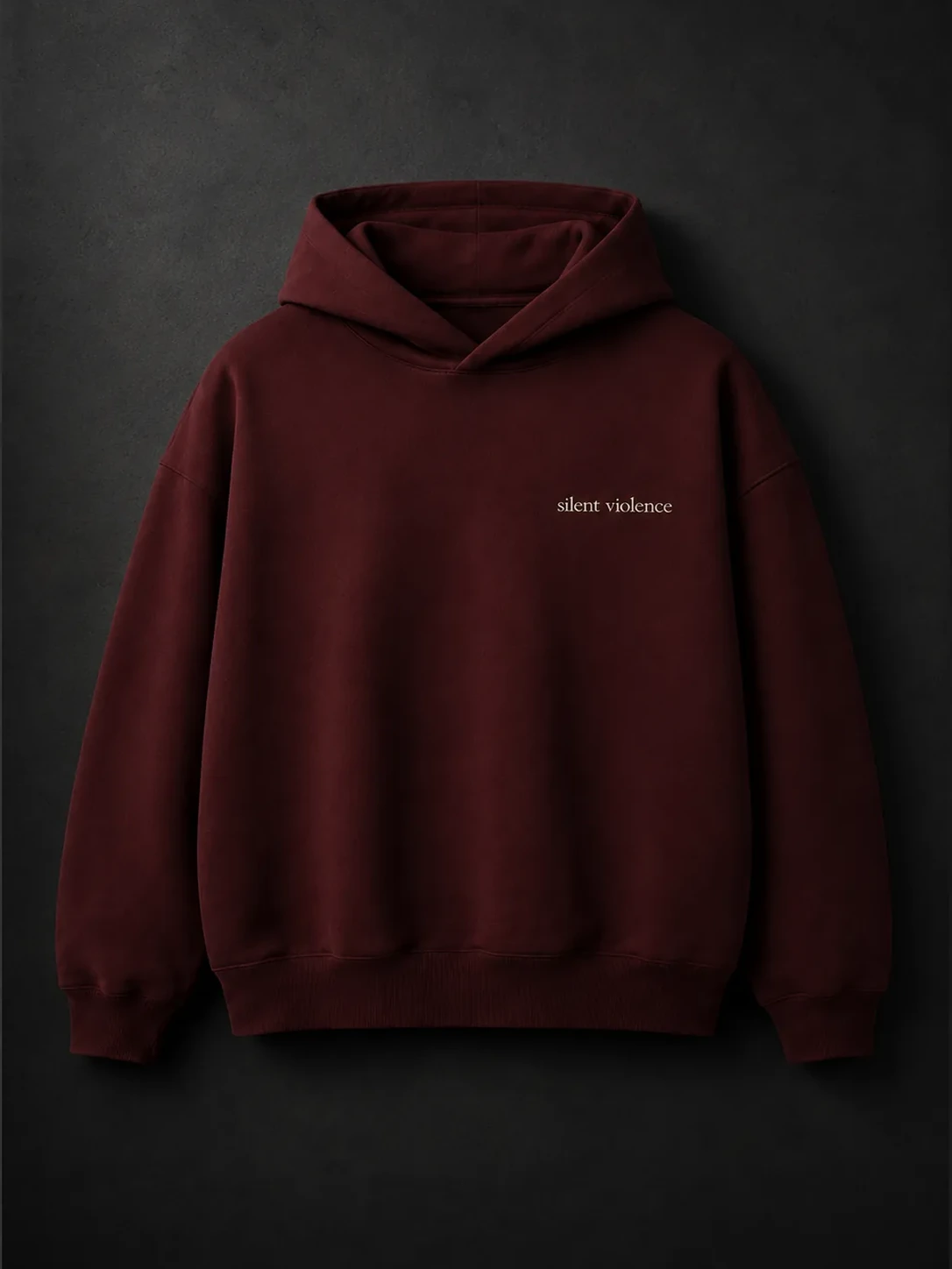 Signature Box Hoodie — Deep Oxblood