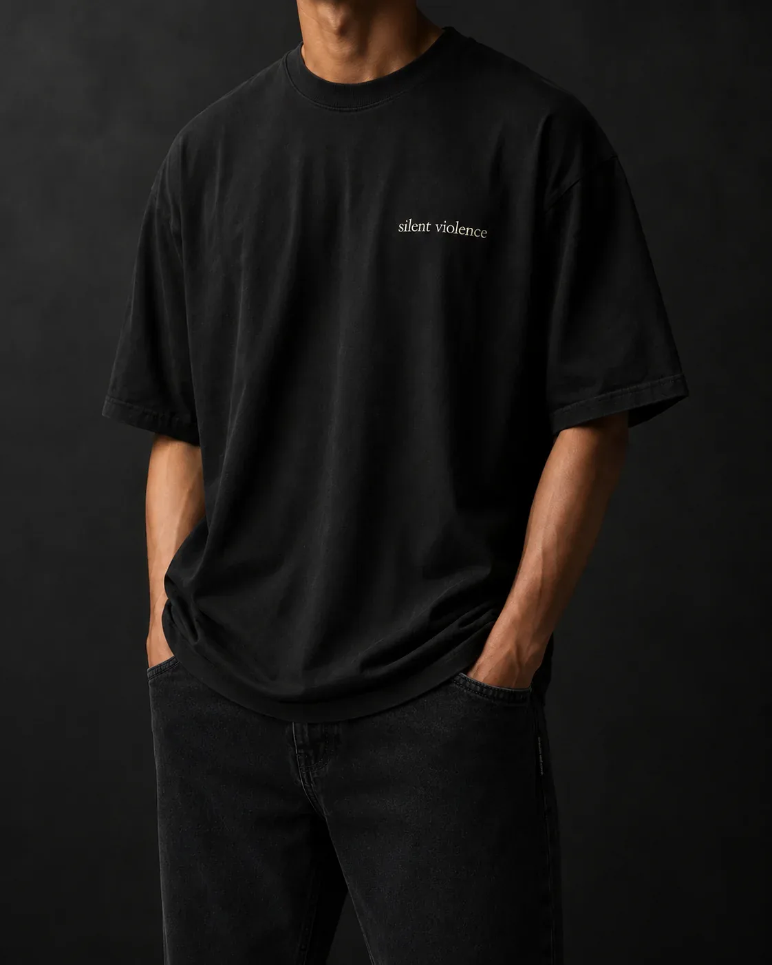 Signature Box Tee — Deep Black